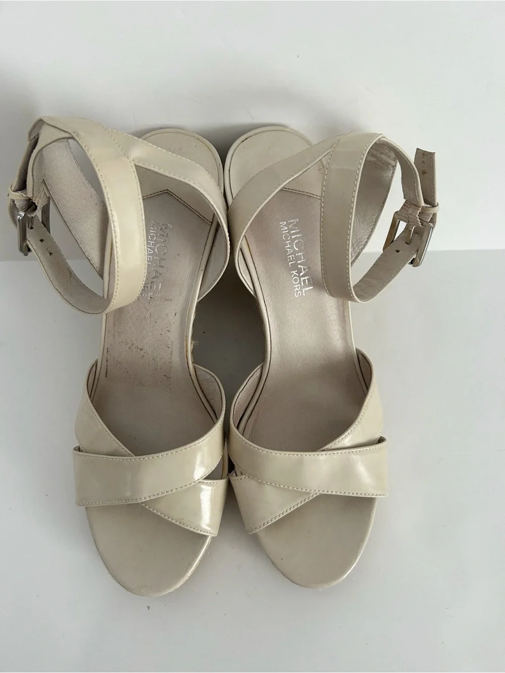 Muchael Kors Kami Leather Espadrille Wedge Sandsls Size 10